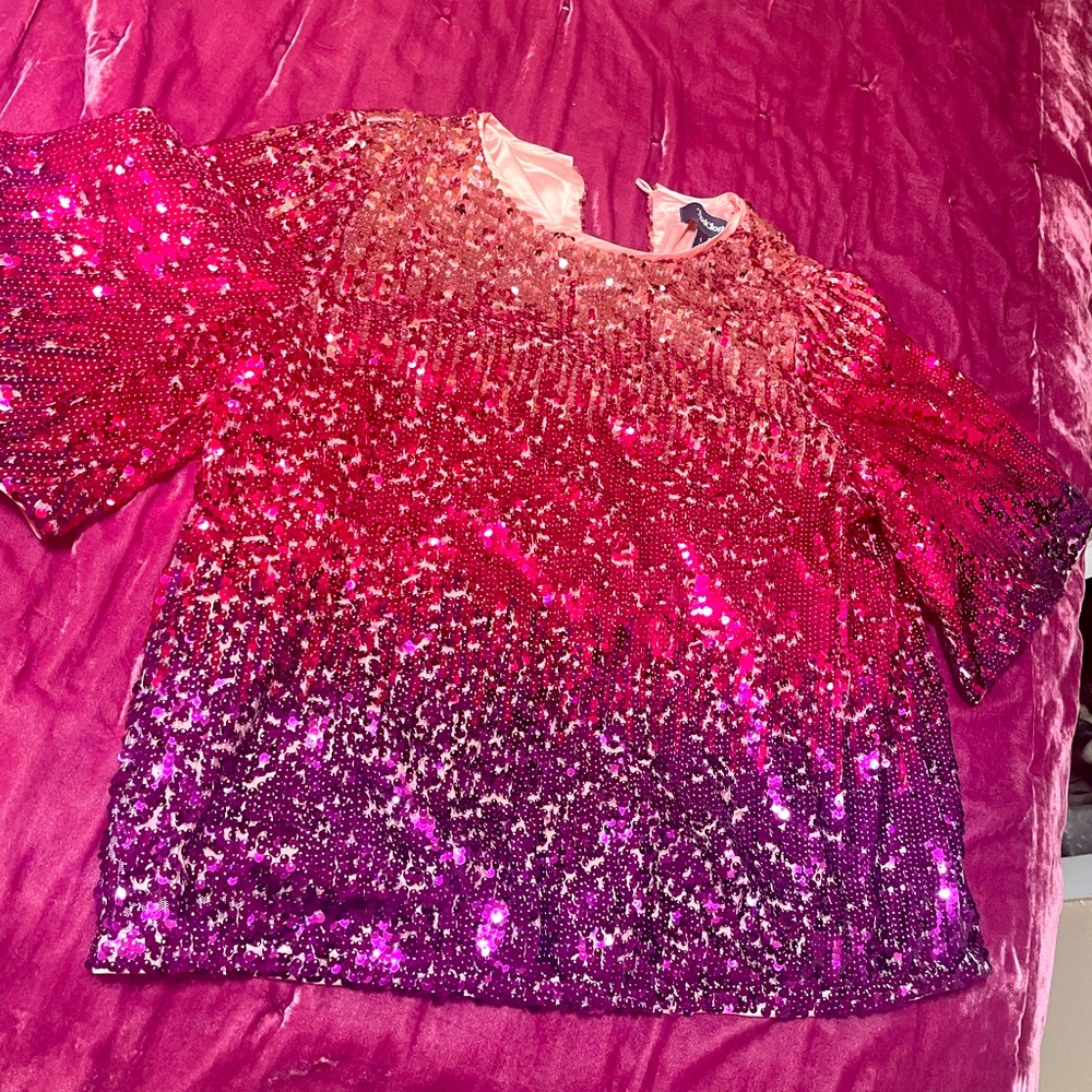 Pink Ombré Sequin Top